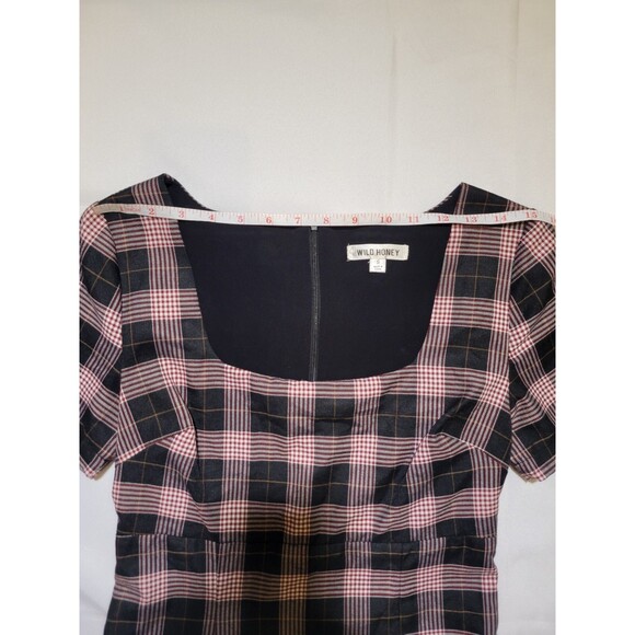 Plaid 90s Grunge Short Dress Womens Small Square Neck By Wild Honey Clueless - Picture 6 of 12